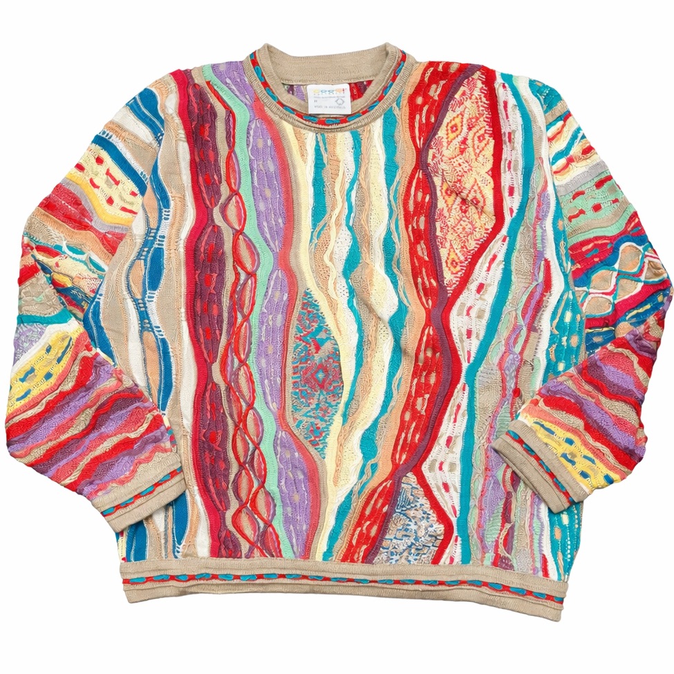Vintage Coogi 3d Knit Mercerized Cotton Sweater Australia 1980s Biggie Colourful